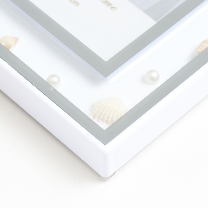 Фоторамка стекло 10х15 см "Ракушки в стекле" серебро 14,5х19,5 см