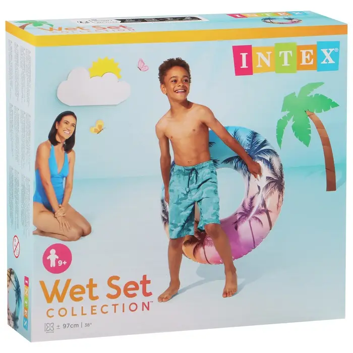 Круг для плавания &laquo;Узоры&raquo;, надувной, d=97 см, от 9 лет, с ручками, МИКС, 58263NP INTEX