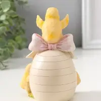 Сувенир полистоун "Цыплята с яичком с розовыми цветами и колокольчиками" 15 см