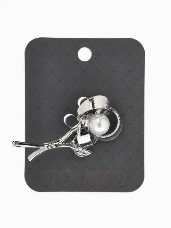 Брошь &laquo;Цветок&raquo; тринити, жемчуг, цвет белый в серебре
