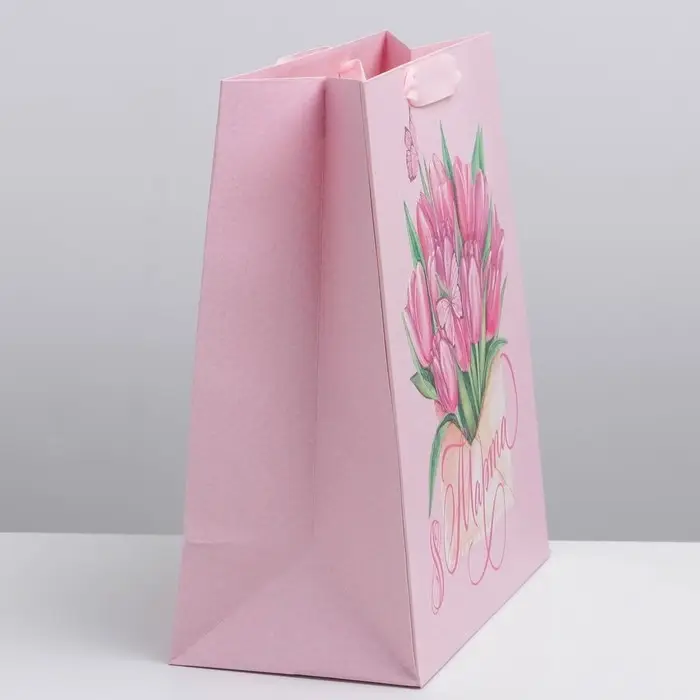 Пакет подарочный ламинированный, упаковка, «Тюльпаны 8 марта», ML 23 х 27 х 11.5 см