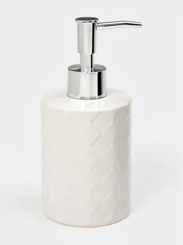 Набор для ванной "Плетение", 2 предмета (дозатор для мыла, стакан), цвет белый