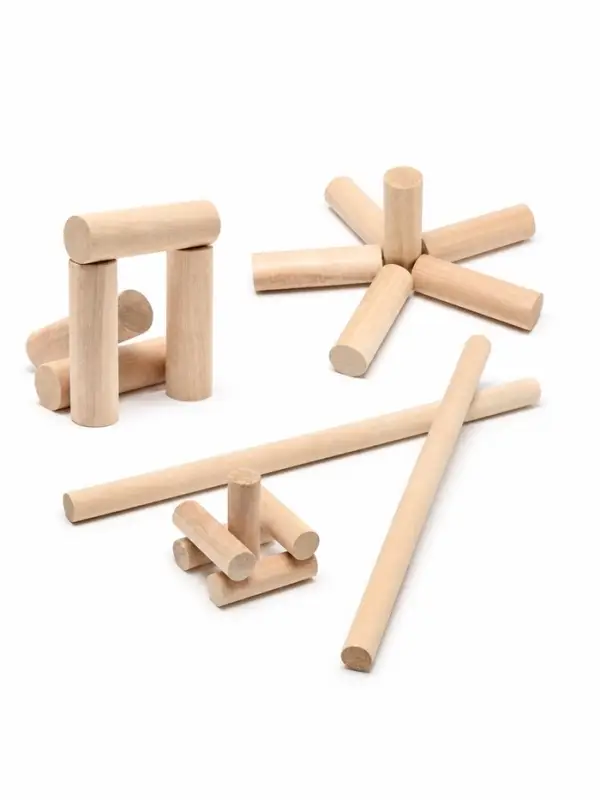 Игра городки &laquo;Птички&raquo;, биты 2 шт. 49&times;2.5 см, городки 10 шт. 9&times;2.5 см