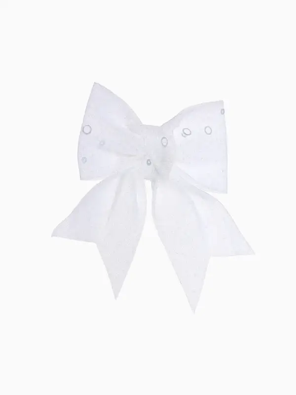 Ёлочные игрушки 2 шт., бантики, &laquo;Зимнее волшебство. Бант с пайетками&raquo; пластик, 12&times;12 см, белый