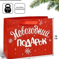 Пакет подарочный ламинированный &laquo;Новогодний подарок&raquo;, MS 23&times;18&times;10 см