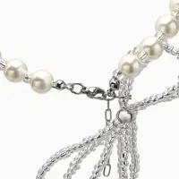 Бусы &laquo;Бантик&raquo;, с жемчугом, белые в серебре, 37 см