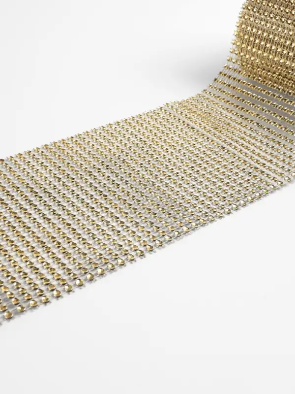 Лента с имитацией страз, 12 см, 9&plusmn;1 м, цвет золотой