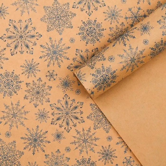 Бумага упаковочная крафтовая «Снежинки», 50 х 70 см Бумага упаковочная крафтовая «Снежинки», 50 х 70 см