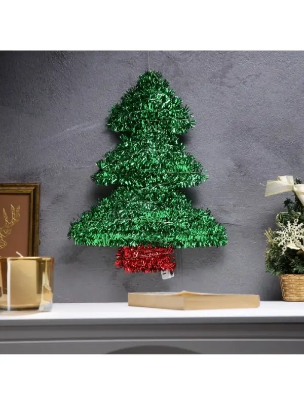 Светодиодная фигура из мишуры &laquo;Елочка зеленая&raquo; 36&times;28 см, 20 LED, батарейки AG10&times;3 (в комплекте), свечение тёплое белое