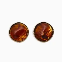 Серьги акрил "Круг", цвет коричнево-прозрачный в золоте