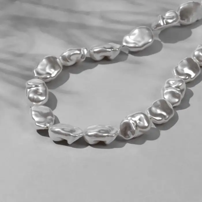 Бусины пластиковые на нити &laquo;Жемчуг&raquo;, 15&times;10 мм, набор 80 шт., цвет белый