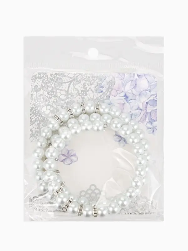 Браслет-пружинка &laquo;Жемчужинка морская&raquo;, 3 ряда, белый в серебре, L=7 см