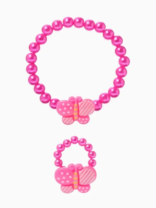 Набор детский &laquo;Выбражулька. Бабочки в горошек&raquo;, 2 предмета: браслет, кольцо, МИКС