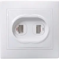 KVARTA Розетка 2-местная RJ11+RJ45 кат.5е РК/Т12-КБ белый GENERICA