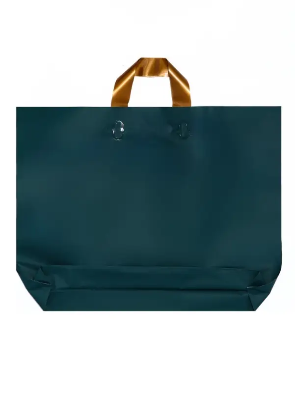 Пакет с петлевой ручкой зеленый 45 х 35 х 8 см 80 мкм Пакет с петлевой ручкой зеленый 45 х 35 х 8 см 80 мкм