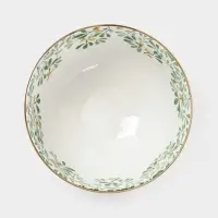 Салатник &laquo;Гармония лепестков&raquo;, 15.5&times;5.5 см, фарфор, белая, зелёная