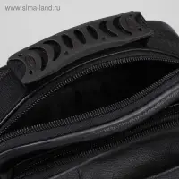 Ручка для сумки плоская, пластик, 12×3 см, на стропе 29 см, чёрная