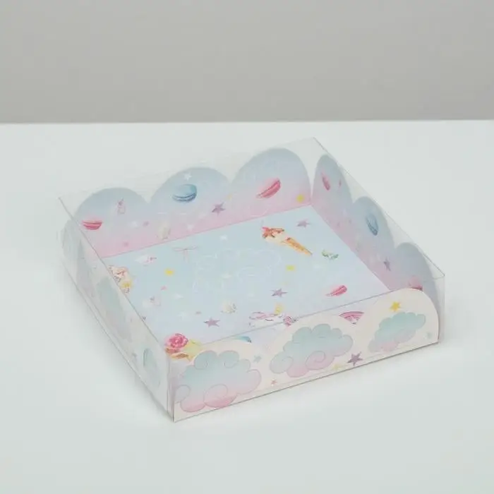 Коробка для печенья, кондитерская упаковка с пластиковой крышкой, «Побалуй себя», 10.5 х 10.5 х 3 см Коробка для печенья, кондитерская упаковка с пластиковой крышкой, «Побалуй себя», 10.5 х 10.5 х 3 см