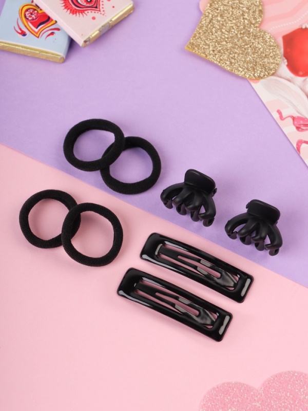 Набор для волос Набор для волос "Эстер" (10 резинок, 2 см, 4 краба 2 см, 2 невидимки 5 см) зубья, чёрный