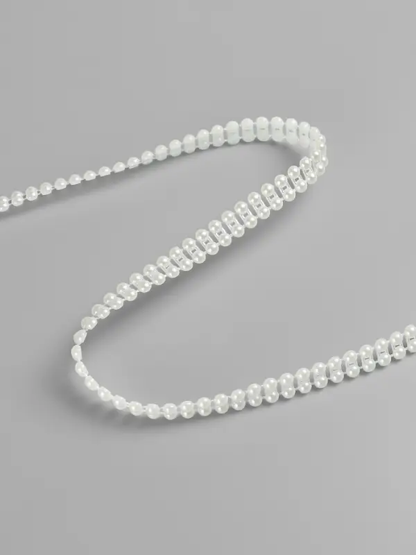 Жемчуг на нитях, плоский, 7 мм, 9&plusmn;1 м, цвет молочный