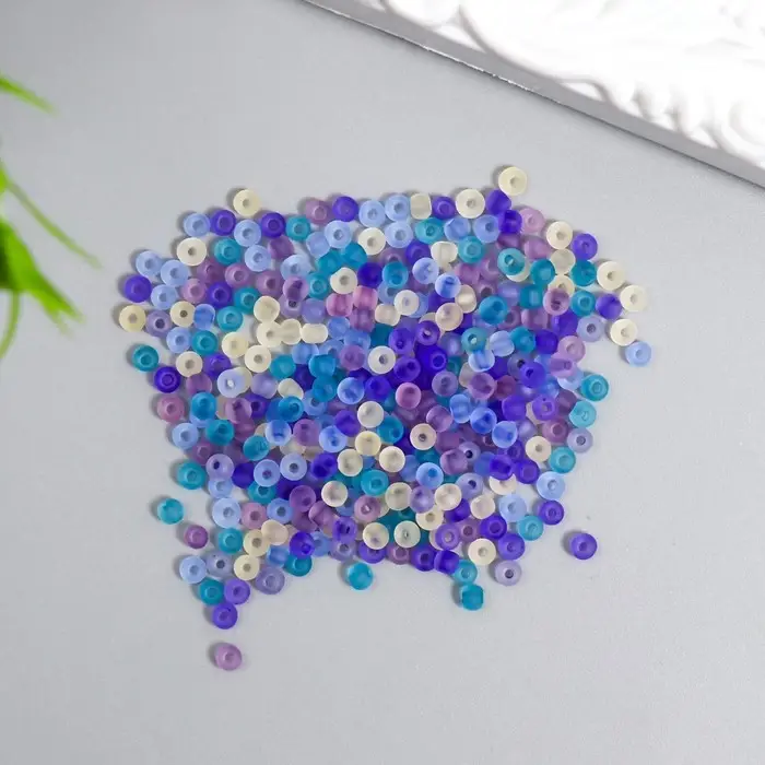 Бисер стекло 8/0  Бисер стекло 8/0 "Матовый полупрозрачный. Меланж сине-фиолетовый" 10 гр