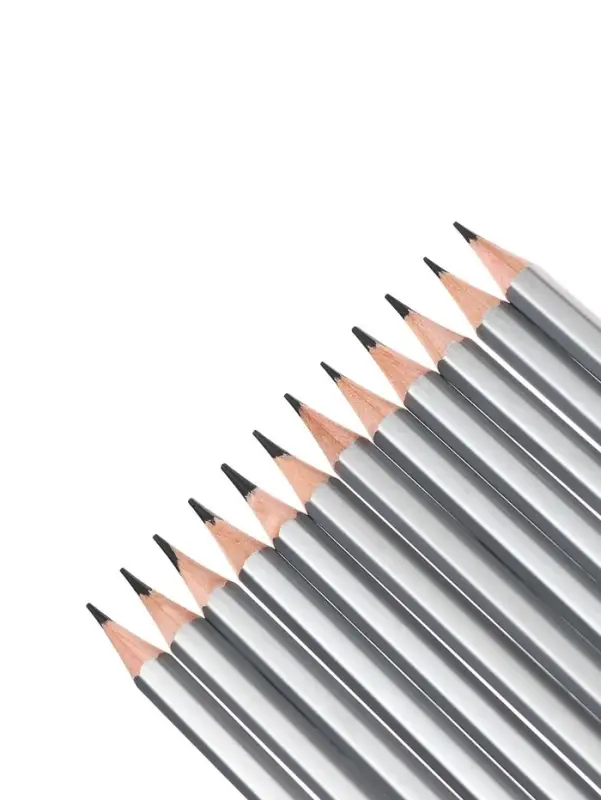 Набор карандашей чернографитных ErichKrause, 12 штук, разной твёрдости, шестигранные, деревянные, серебристый корпус