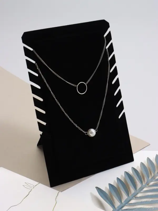 Подставка под кулоны и цепочки QF, 8 мест, 19.5&times;2&times;28.8 см, чёрная