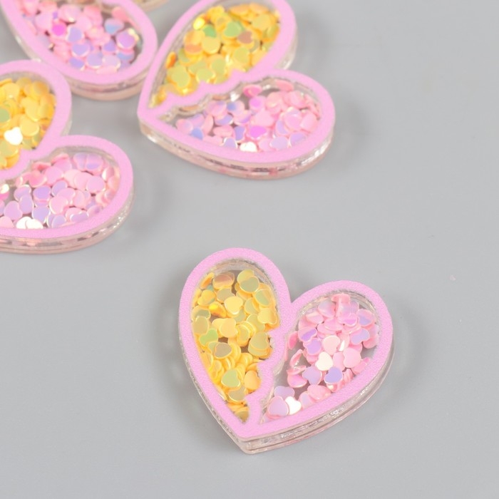 Шейкер для творчества акрил  Шейкер для творчества акрил "Сердечко" с глиттером 0,5х3,1х2,8 см набор 5 шт