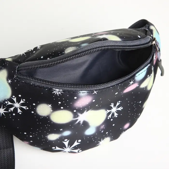 Сумка поясная &laquo;Космос&raquo;, детская, на молнии, чёрная