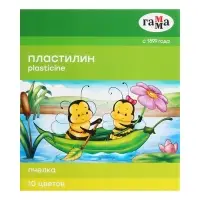 Пластилин мягкий (восковой) Гамма &laquo;Пчёлка&raquo;, 10 цветов, 150 г, со стеком, картонная коробка