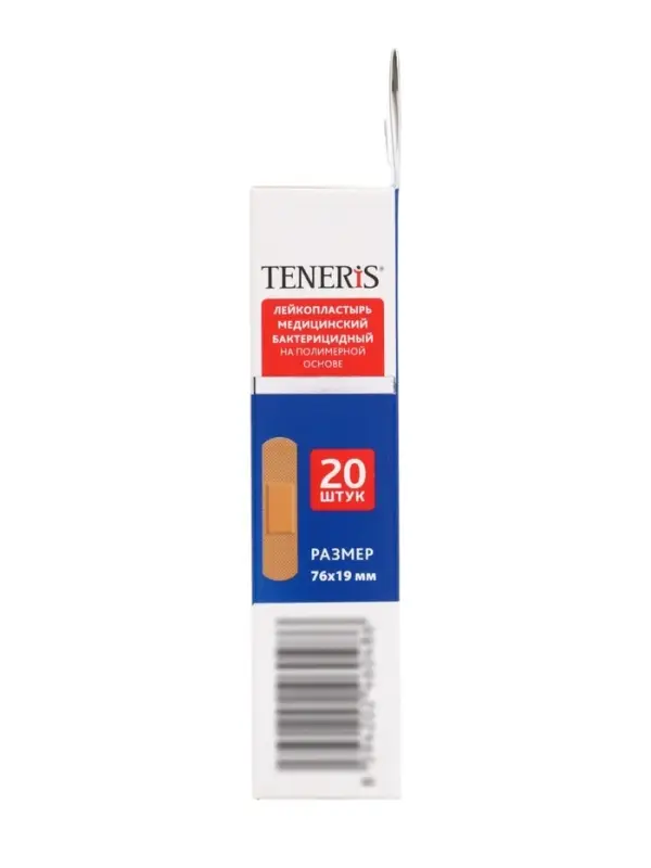 Лейкопластырь медицинский бактерицидный TENERIS Universal, полимерная основа, 7.6&times;1.9 см, 20 шт.