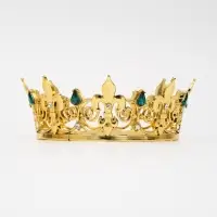 Топпер для торта &laquo;Корона&raquo; 15&times;5.2 см, золотая с зелёными стразами