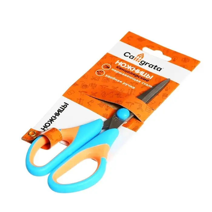 Ножницы канцелярские 14 см, ручки пластиковые с резиновыми вставками, концы острые, МИКС Ножницы канцелярские 14 см, ручки пластиковые с резиновыми вставками, концы острые, МИКС