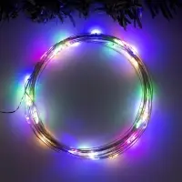 Гирлянда &laquo;Нить&raquo; 5 м роса, IP20, серебристая нить, 50 LED, 2 режима, батарейки AAх3 (нет в комплекте), свечение мульти