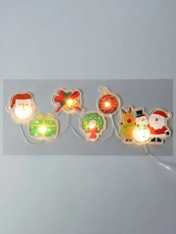 Светодиодная наклейка на окна &laquo;Праздничные элементы&raquo;, 0.5 м, 6 LED, от батареек CR2032&times;2, свечение тёплое белое
