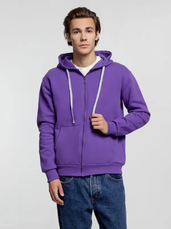 Толстовка на молнии с капюшоном Siverga Heavy, фиолетовая, размер XS