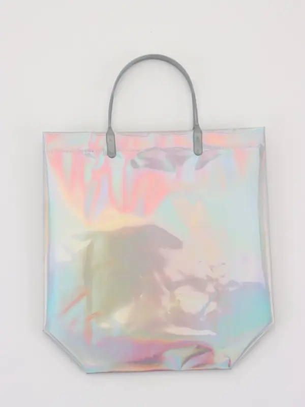 Пакет подарочный ПВХ, голография, серебро, пластиковая ручка, 26×22.5×10 см Пакет подарочный ПВХ, голография, серебро, пластиковая ручка, 26×22.5×10 см