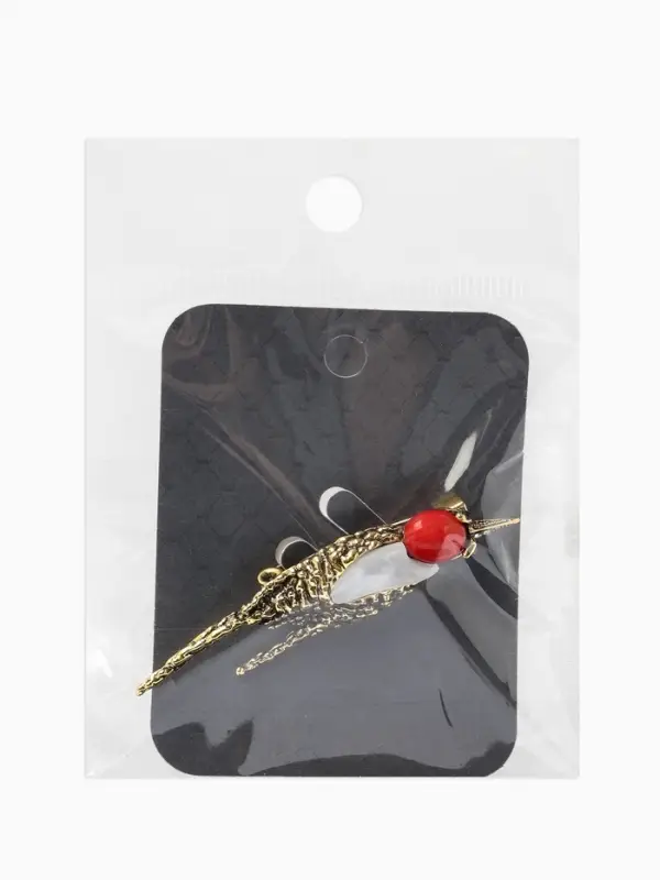 Брошь &laquo;Дятел&raquo;, цвет красно-белый в чернёном золоте