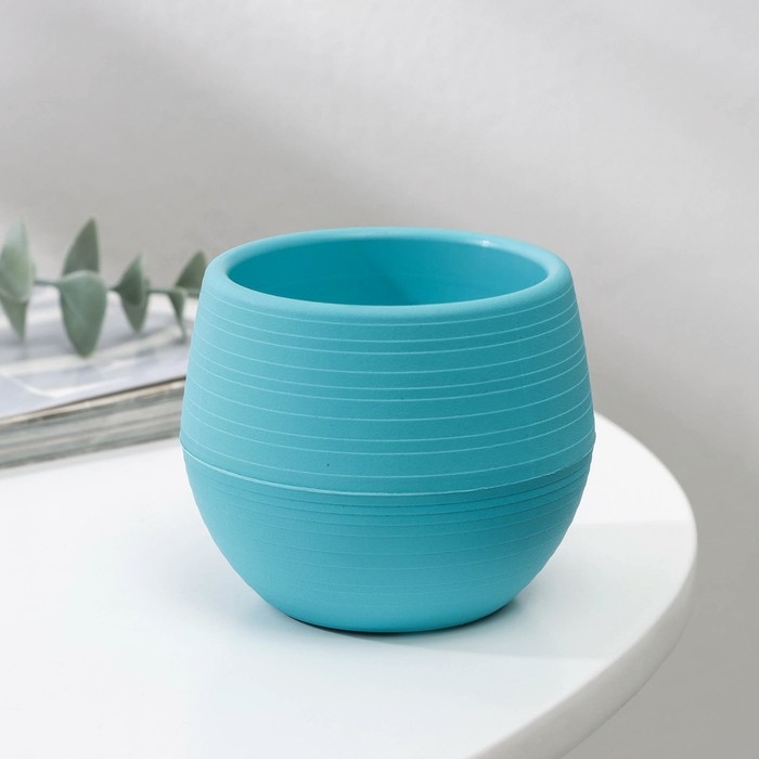 Горшок для цветов с поддоном «Япония», 125 мл, d=8 см, h=6,5 см, цвет бирюзовый Горшок для цветов с поддоном «Япония», 125 мл, d=8 см, h=6,5 см, цвет бирюзовый