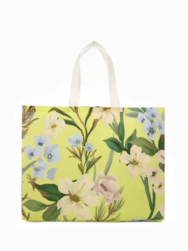 Сумка для покупок &laquo;Полевой букет&raquo;, многоразовая, зелёная