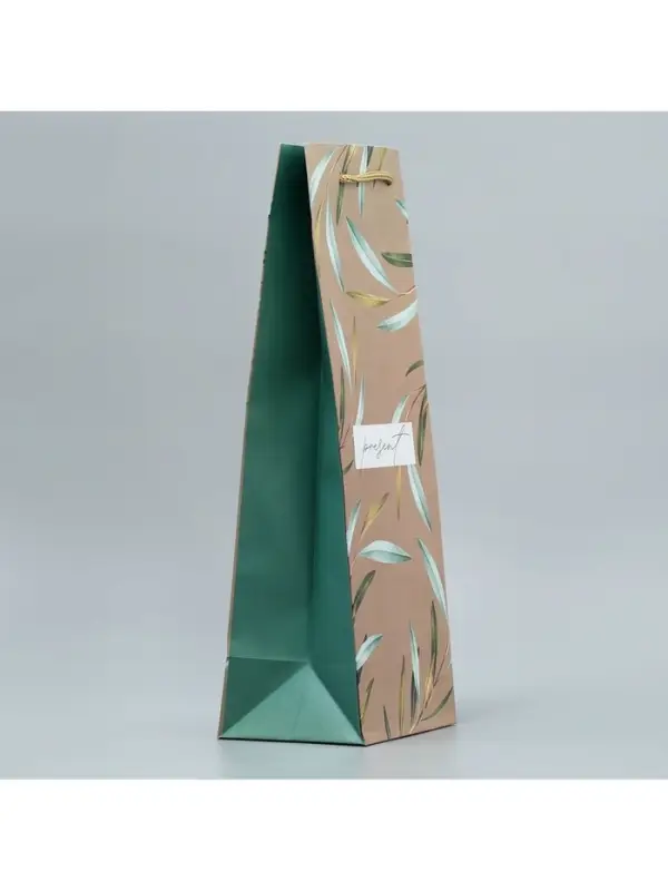 Пакет подарочный под бутылку, упаковка, Present, 36 х 13 х 10 см