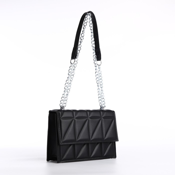 Сумка женская на клапане, 22х15х6 см, цвет чёрный Сумка женская на клапане, 22х15х6 см, цвет чёрный