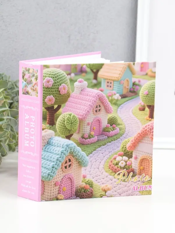 Фотоальбом на 100 фото 13х18 см "Вязаная деревушка" в коробке 5х18х20,5 см