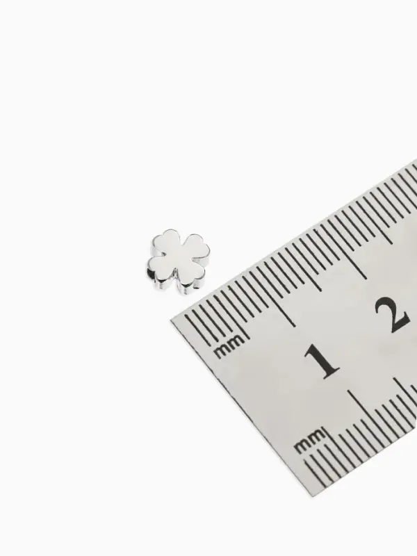 Бусина-разделитель родированный &laquo;Клевер&raquo;, 7&times;7 мм, (набор 10 штук), медь, цвет серебро