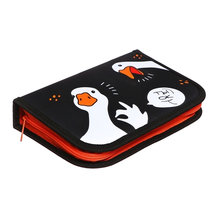 Пенал 3 секции, вкладка внутри, 140 х 210 х 40 мм, тканевый, Calligrata TOP Block Пенал 3 секции, вкладка внутри, 140 х 210 х 40 мм, тканевый, Calligrata TOP Block "Гуси"