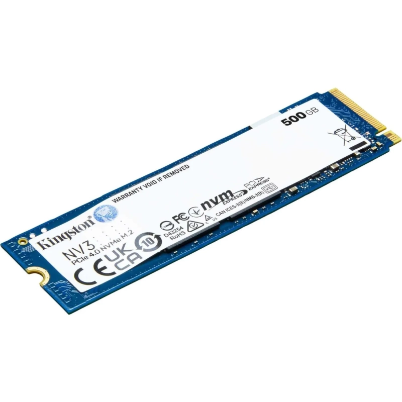 SSD накопитель  Kingston 500GB, M.2 2280, PCIe4.0x4, 3D TLC (SNV3S/500G)