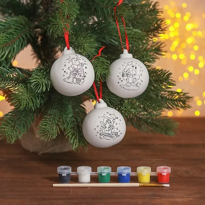 ШКОЛА ТАЛАНТОВ Ёлочные шары под роспись. 3 шт. ШКОЛА ТАЛАНТОВ Ёлочные шары под роспись. 3 шт.