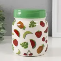 Копилка для денег &laquo;Банка с фруктиками&raquo;, керамика, 11.5&times;11.5&times;14.3 см