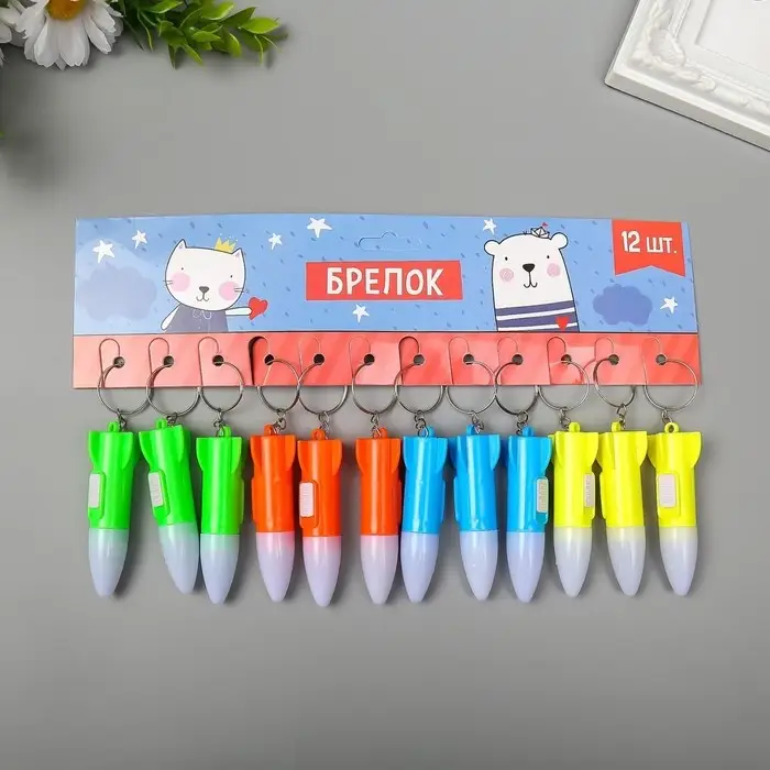 Фонарик свет на кольце "Ракета" мигает МИКС 6,5х2х2 см