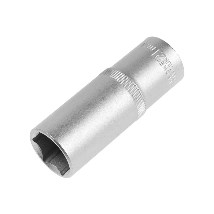 Головка торцевая шестигранная удлиненная ТУНДРА, под квадрат 1/2", 21 мм, CrV